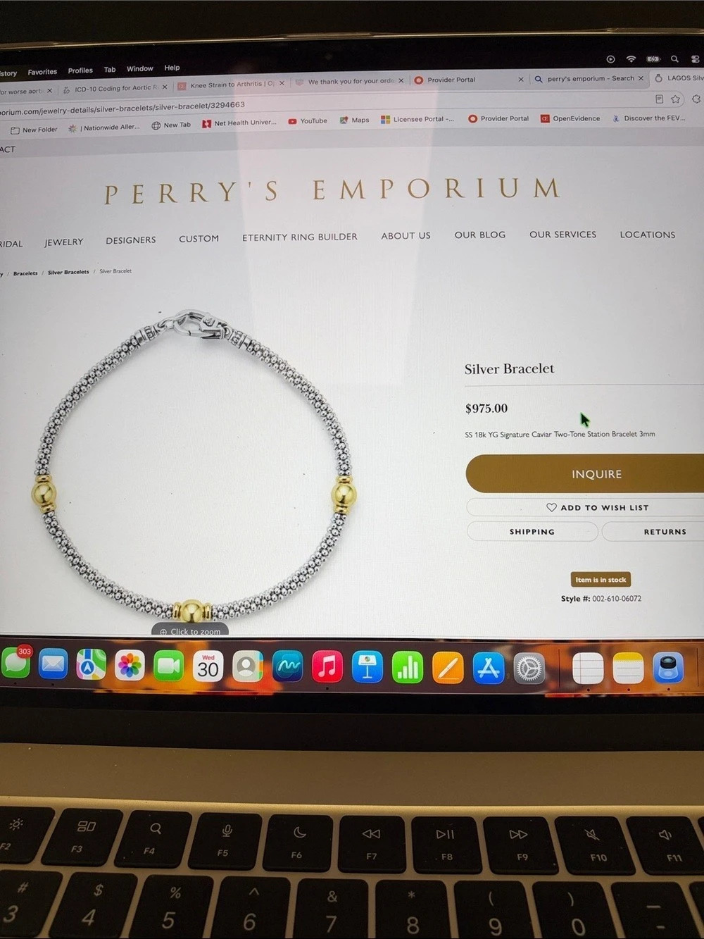 Perry's Emporium Silver Bracelet Sterling Silver & Gold - Picture 4 of 7